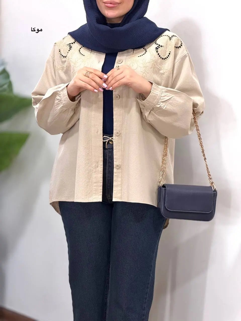 تونیک مانتویی لینن سوزندوزی مهدیس